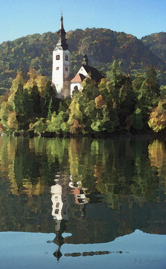 Island on Lake Bled Digital Art by Gary Hughes