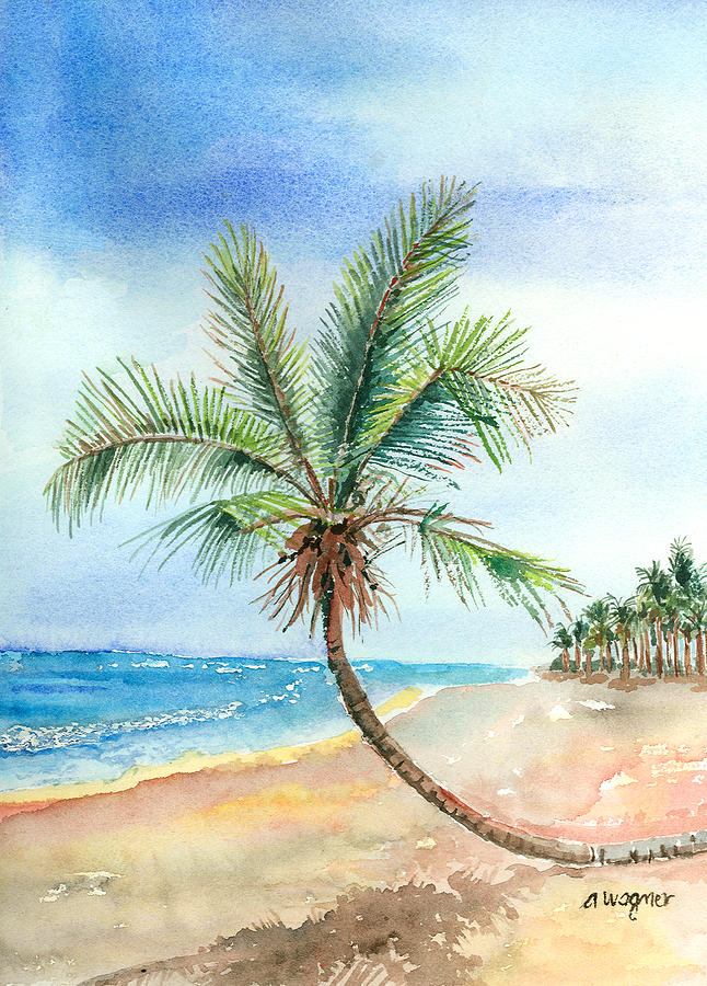 Island Palm Painting by Arline Wagner