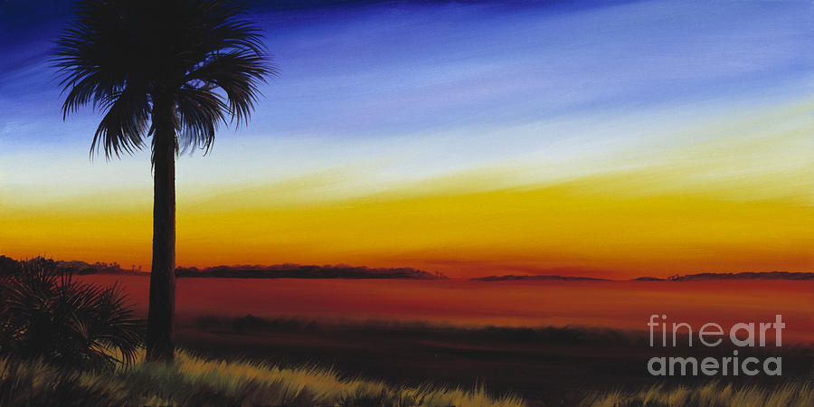 Sunset Painting - Island River Palmetto by James Hill