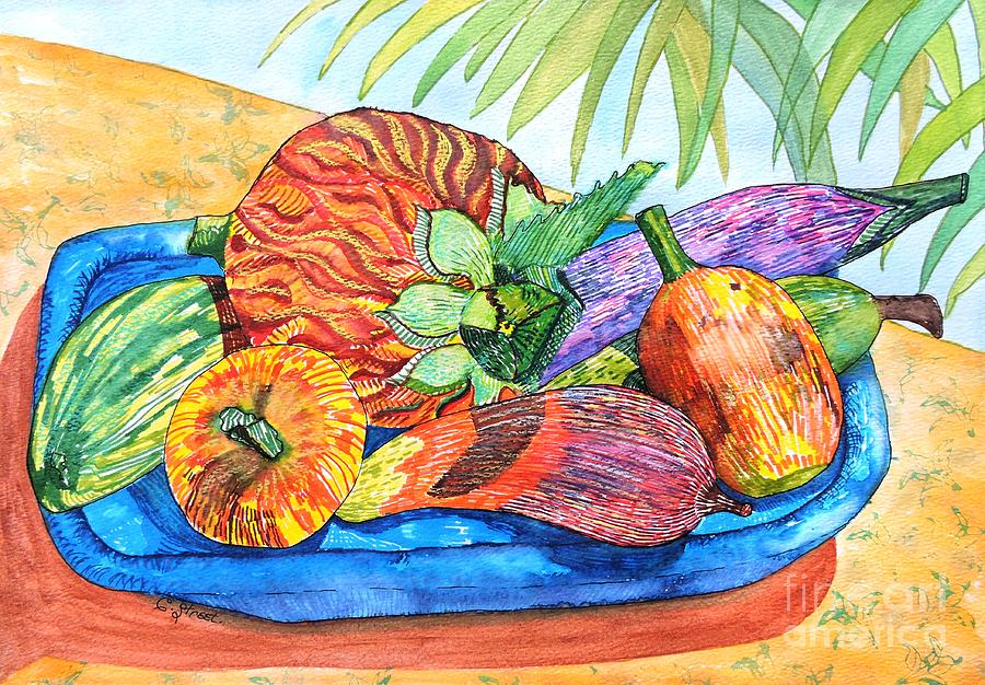 Island Style Wooden Fruit Drawing