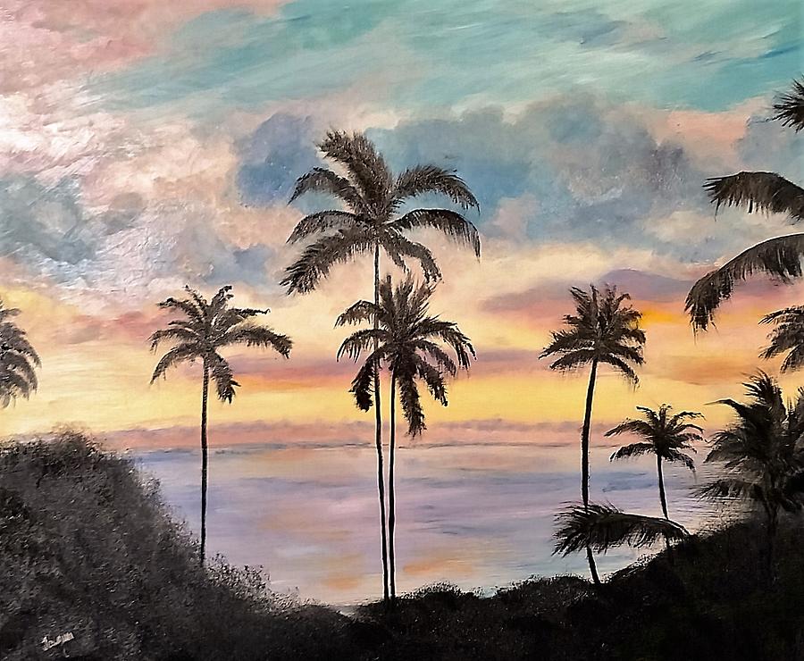 Island Sunrise Painting by Jacqueline Whitcomb