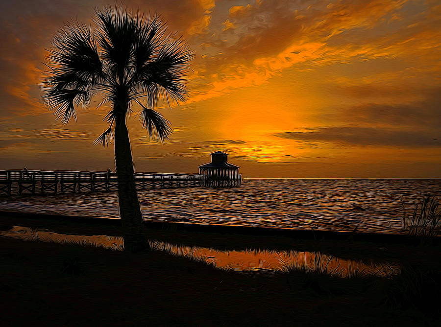 Island Sunrise Painted Photograph