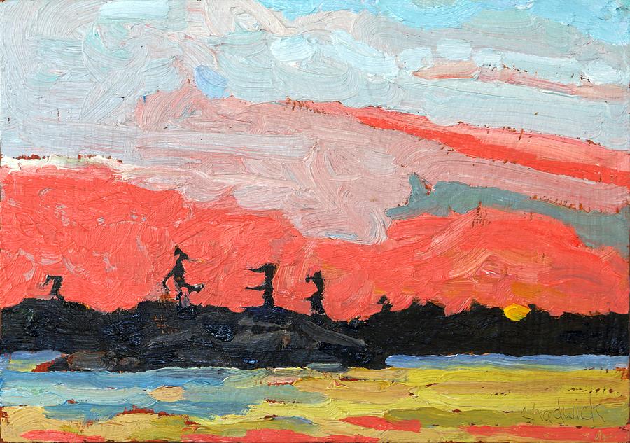 Fall Painting - Island Sunrise by Phil Chadwick