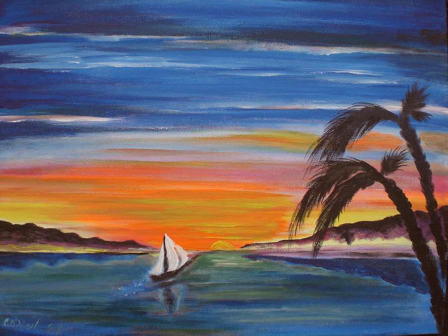 Island sunset Painting by Colin O neill