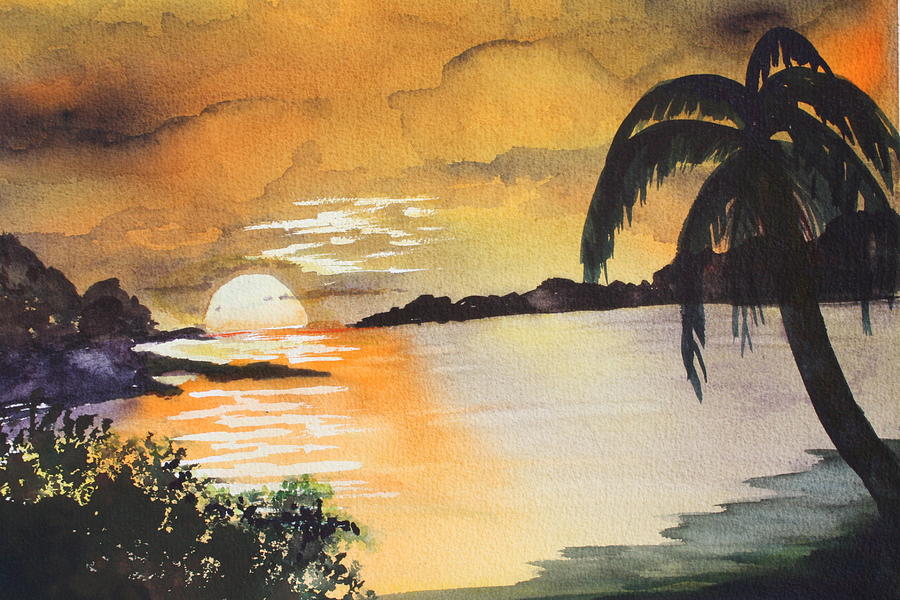 Island Sunset Painting by Ileana Carreno