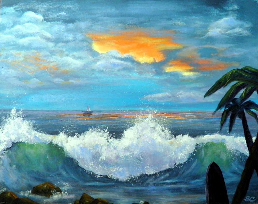 Island Time - Sunset Painting by Sharon Casavant