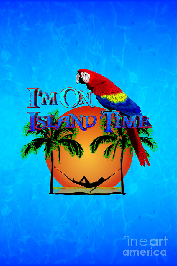 Summer Digital Art - Island Time And Parrot by Chris MacDonald