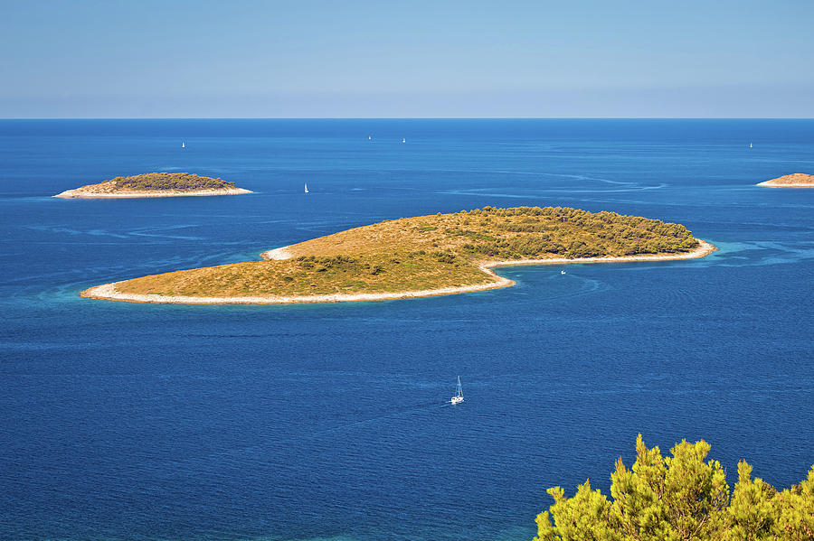 Islands in blue sea aerial view near Primosten archipelago Photograph by Brch Photography
