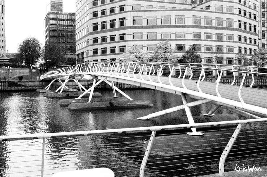 Black And White Photograph - Isle of Dogs Footbridge by Kris Woo