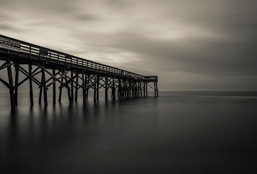 Isle of Palms Pier Black and White Photograph by Donnie Whitaker