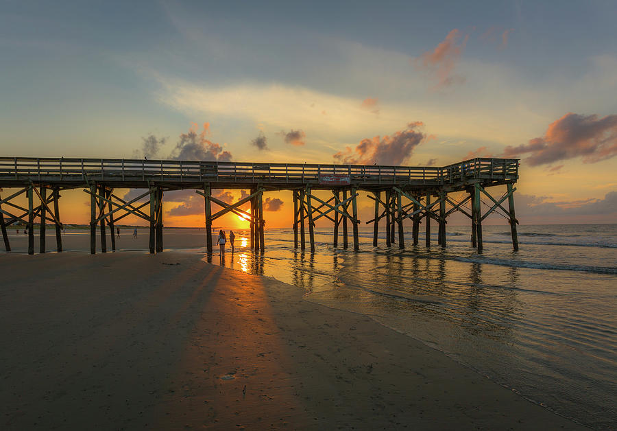 Isle of Palms Pier Sunrise Photograph by Donnie Whitaker