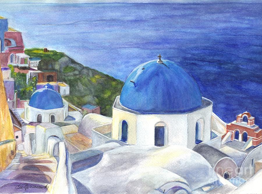 Architecture Painting - Isle of Santorini Thiara  in Greece by Carol Wisniewski