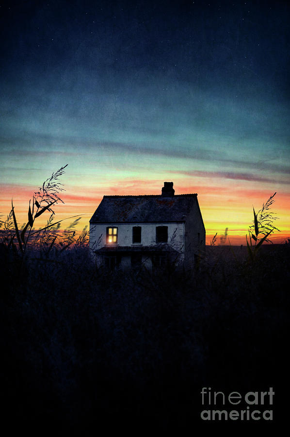 Isolated Cottage With One Window Illuminated At Sunset Photograph by Lee Avison