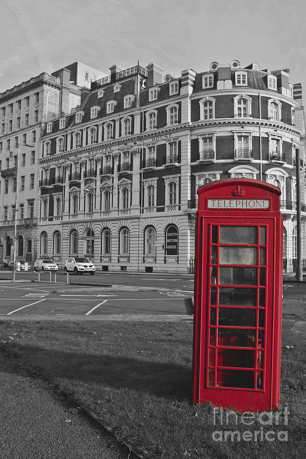 Red Phone Box Photograph - Isolated Phone Box by Terri Waters