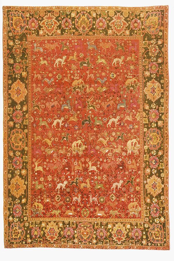 Ispahan Animal Rug From 16th Century Drawing by Vintage Design Pics ...