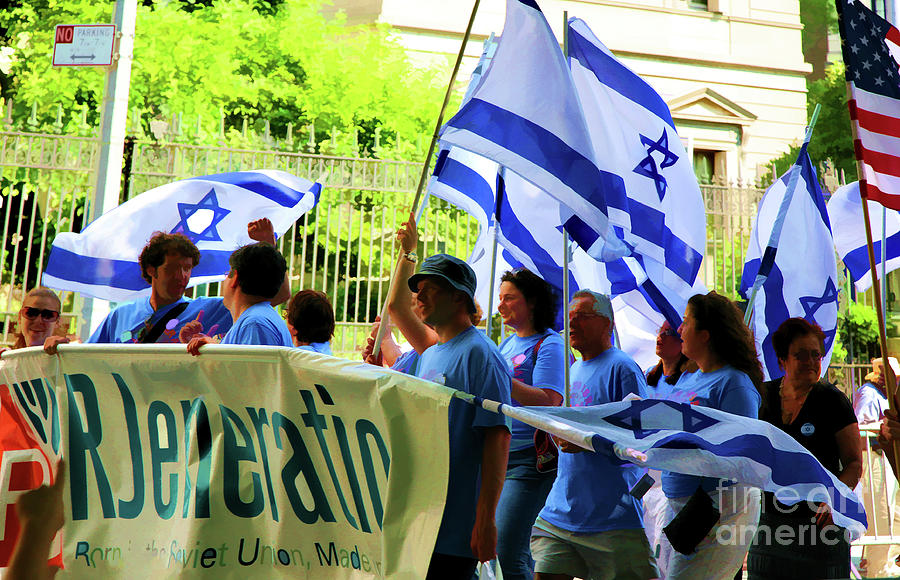Israel Flags People March Parade Photograph by Chuck Kuhn
