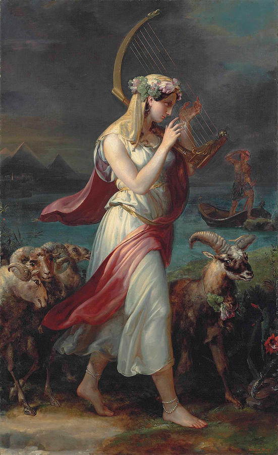 Israelite Shepherdess in the Land of Goshen Painting by Wilhelm Hensel
