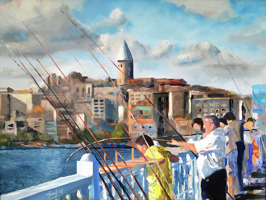 Istanbul Fishing Painting by Josef Kelly
