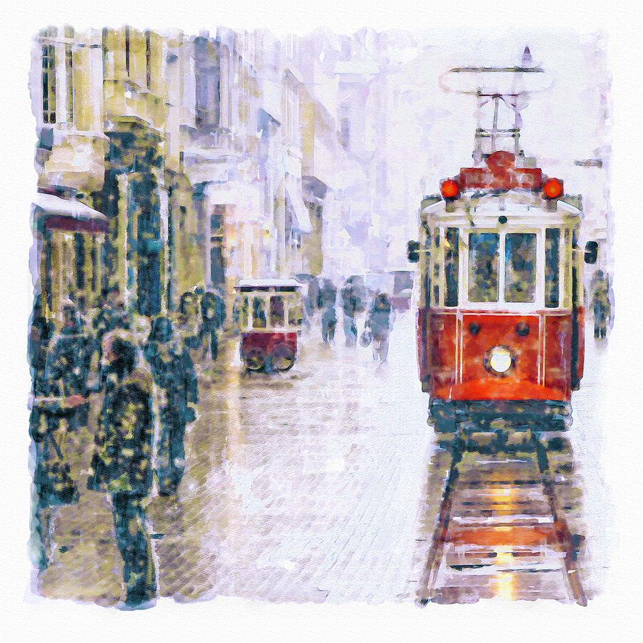 Istanbul Nostalgic Tramway Painting by Marian Voicu
