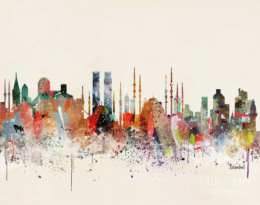 Skyline Painting - Istanbul Skyline by Bri Buckley