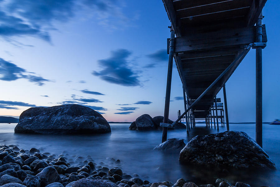 Its Blue Under the Dock Photograph by Tim Kirchoff