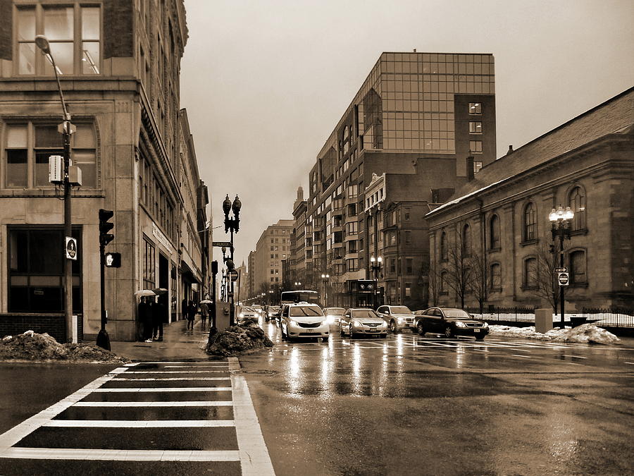 It is Raining in Boston Photograph by Lyuba Filatova