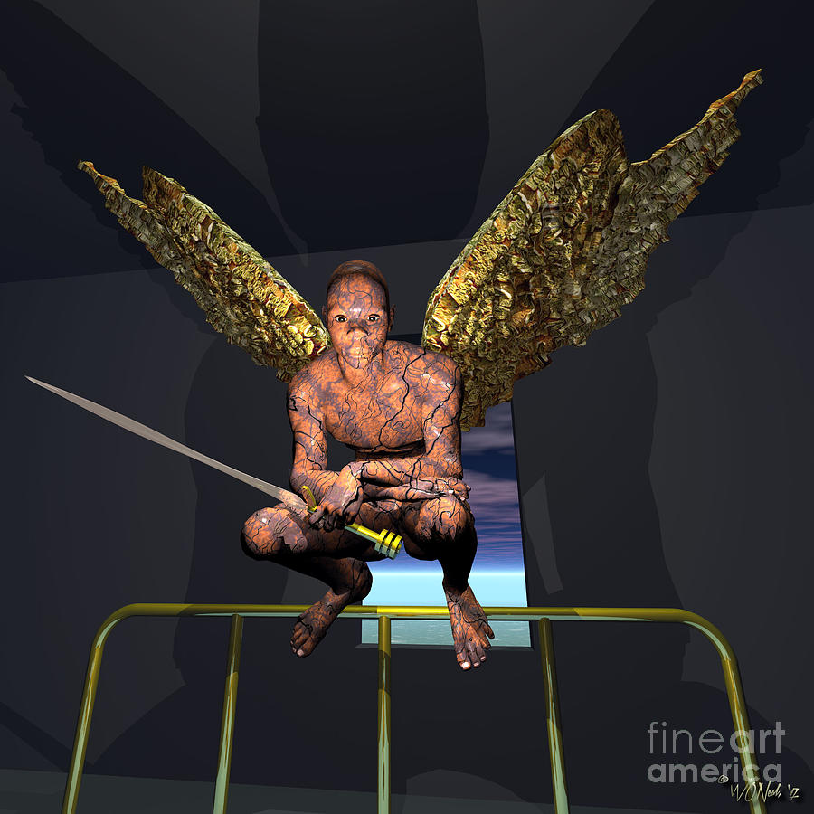 Fantasy Digital Art -  The Archangel Michaels Visitation, No. 3 by Walter Neal