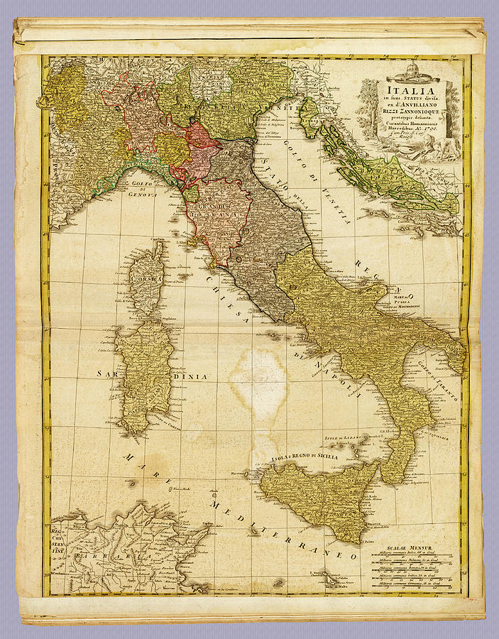 Italia Antique 1790 Italy  Map Photograph by Phil Cardamone