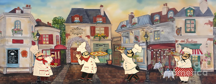 Italian Chefs-JP3041 Painting by Jean Plout