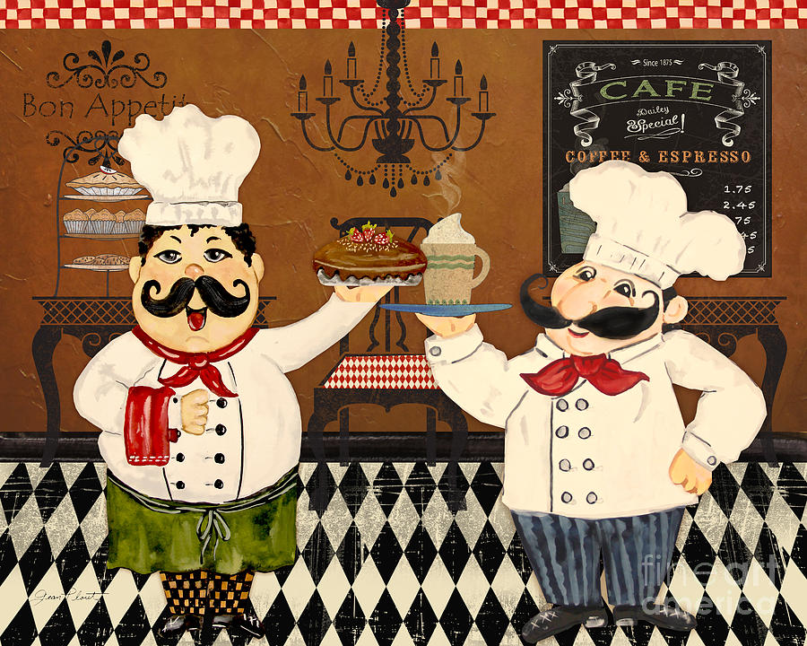 Coffee Painting - Italian Chefs-JP3047 by Jean Plout