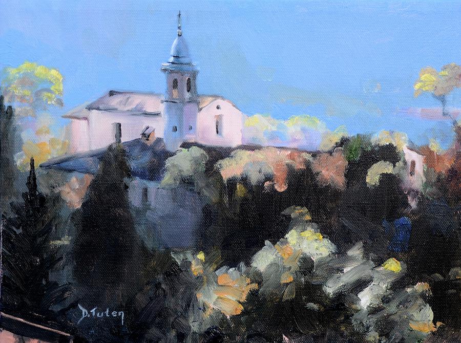 Italian Church on a Hillside Painting by Donna Tuten