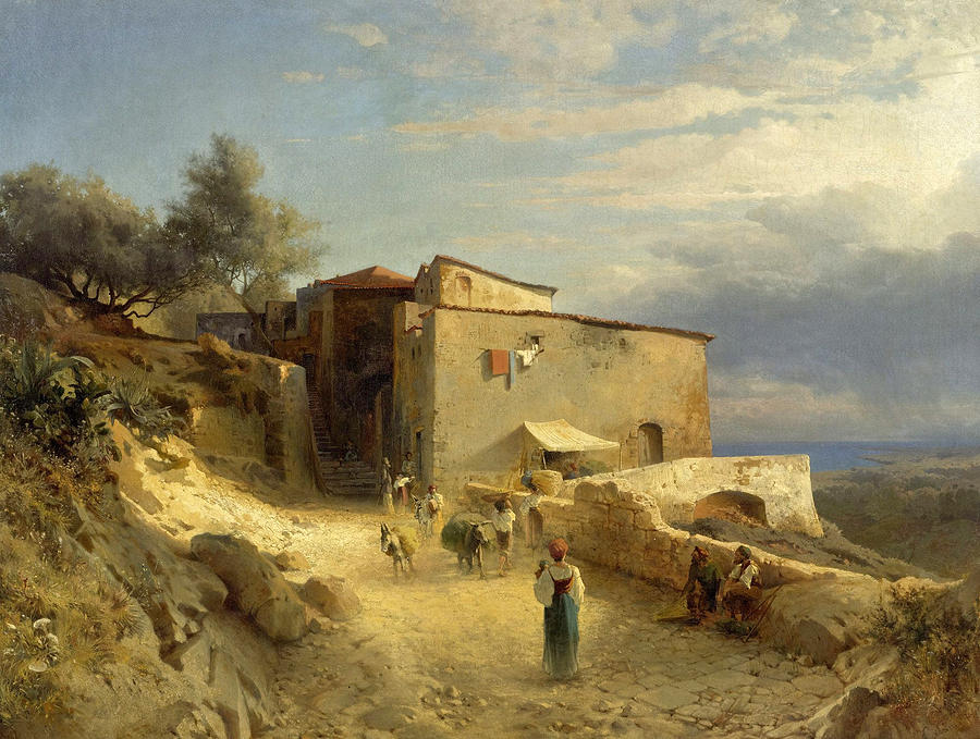 Italian Coastal Village Painting by Arthur Calame