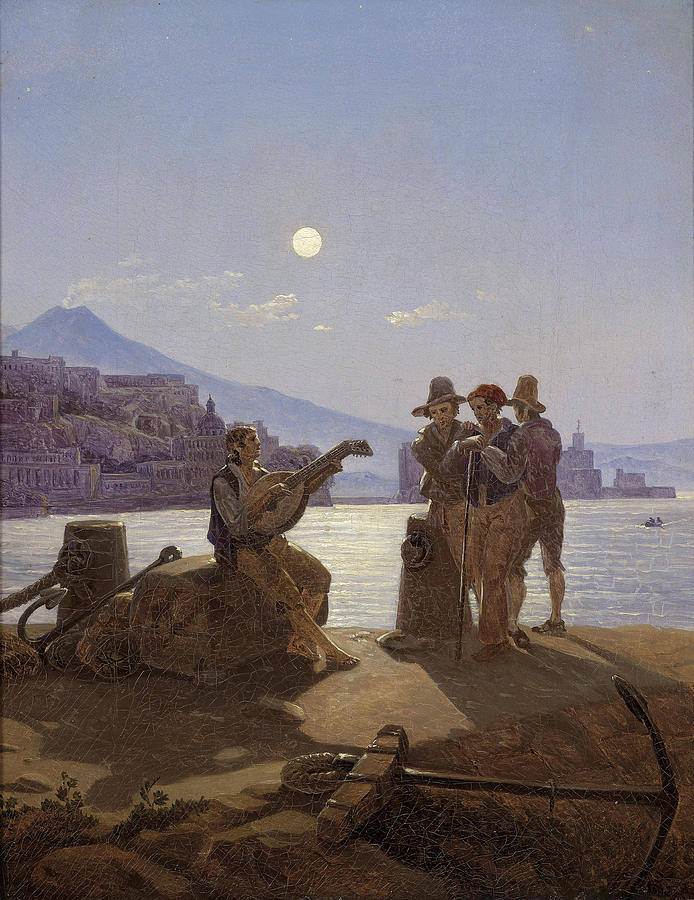 Italian fishermen in the port of Naples Painting by Carl Gustav Carus