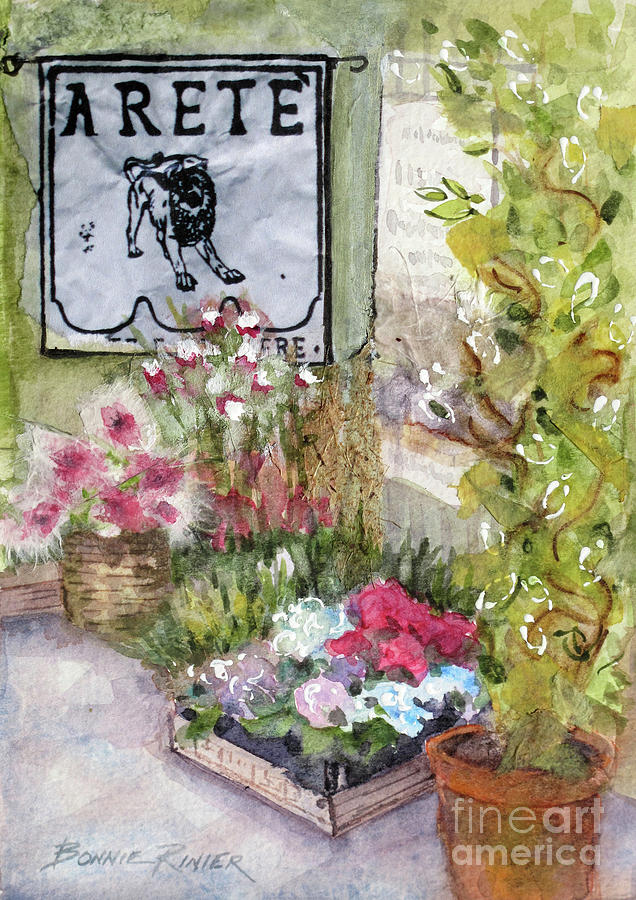 Italian Flower Shop Painting by Bonnie Rinier