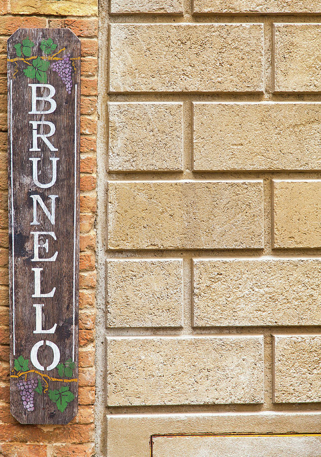Italian food - Brunello wine sign in Florence, Italy Photograph by Paolo Modena