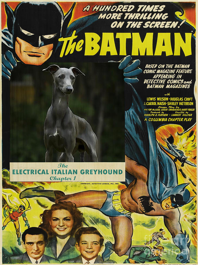 Italian Greyhound Art Canvas Print - Batman Movie Poster Painting by Sandra Sij