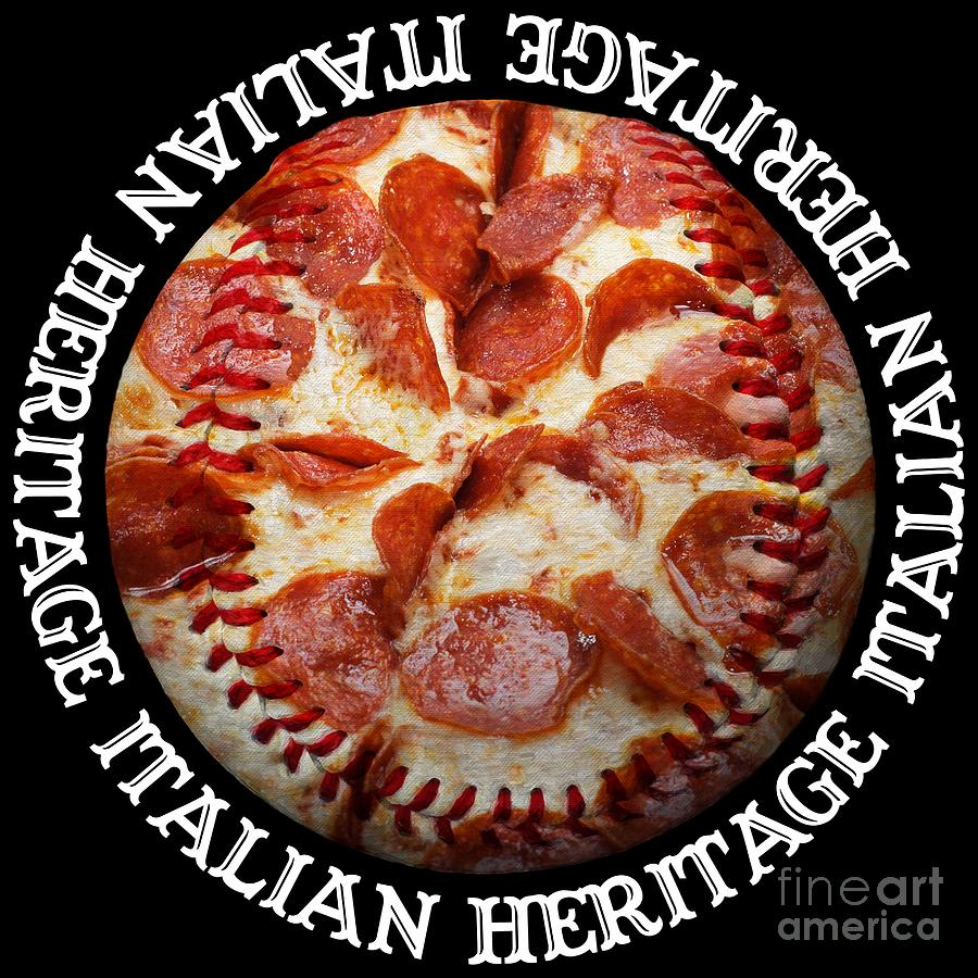 Italian Heritage Baseball Pizza Square Photograph by Andee Design