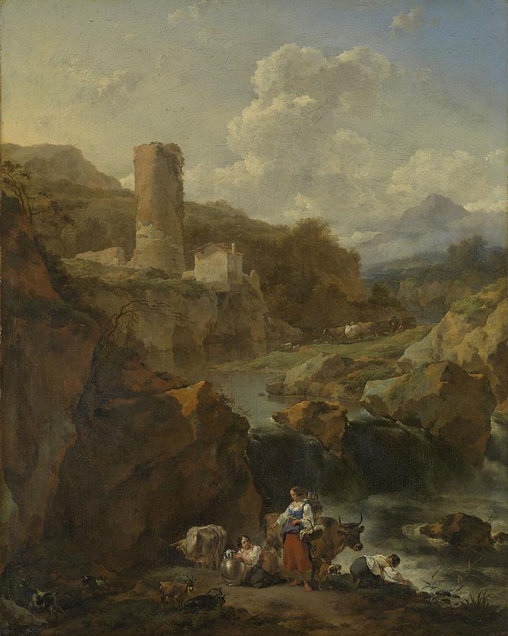 Italian Landscape, 1656 Painting by Vincent Monozlay