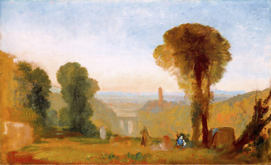Tree Painting - Italian Landscape with Bridge and Tower by Joseph Mallord Turner