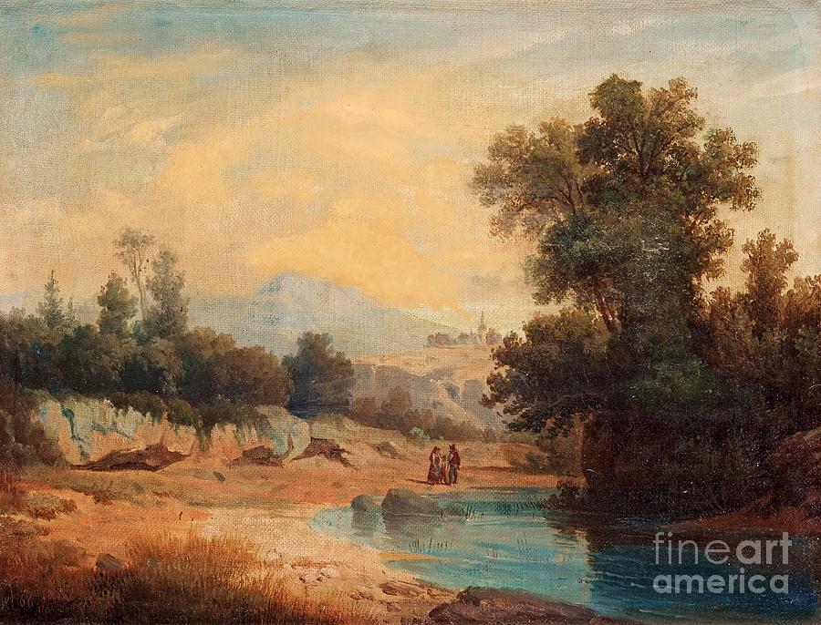 River Painting - Italian Landscape With Figures by MotionAge Designs