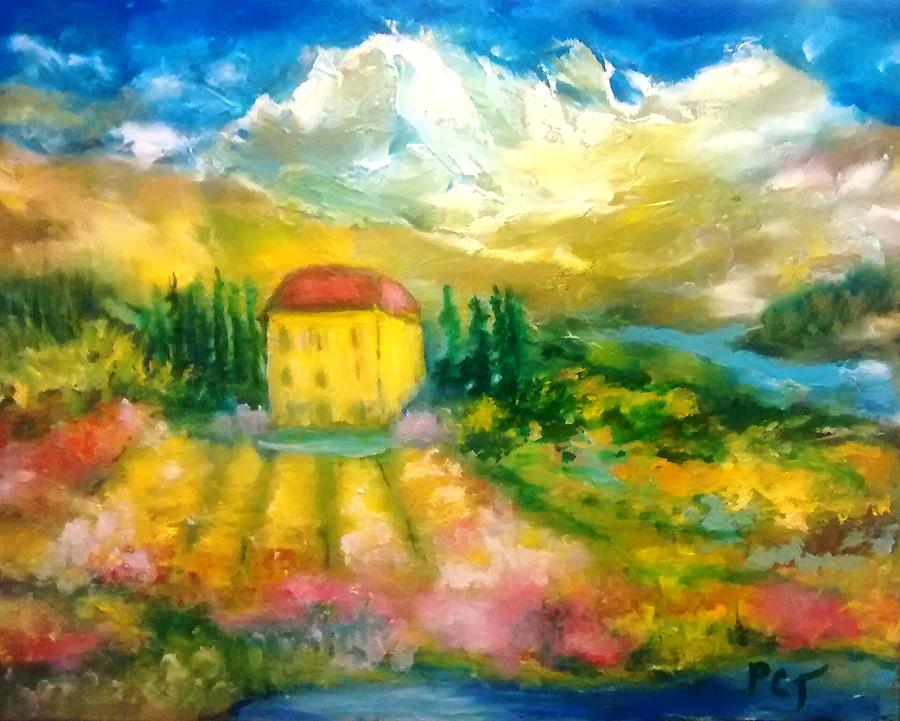Mountain Painting - Italian Mountain Villa in Summer by Patricia Clark Taylor