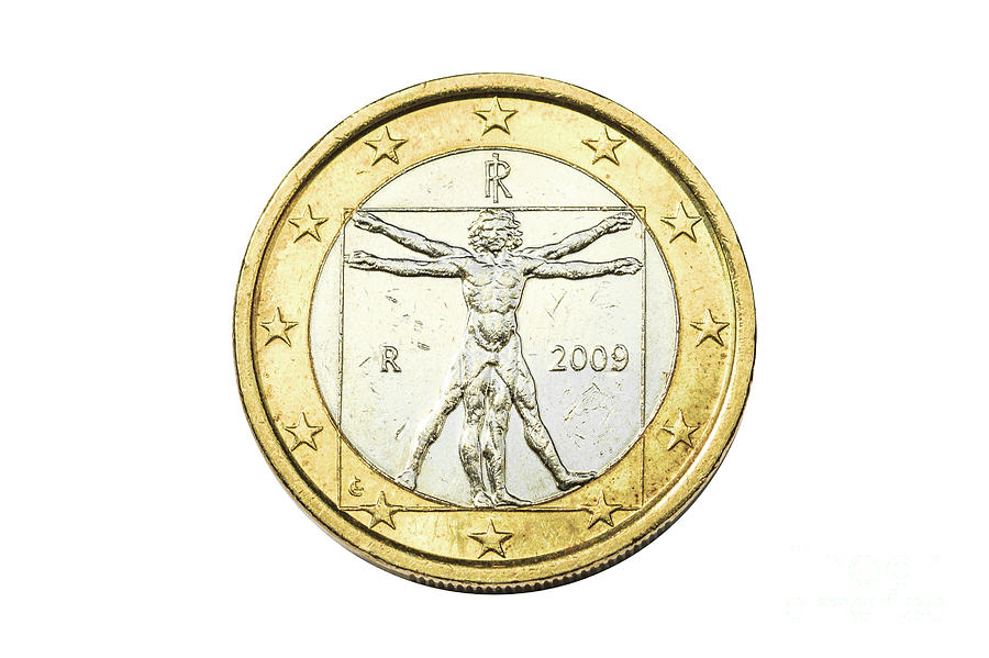 Italian one euro coin Photograph by Benny Marty