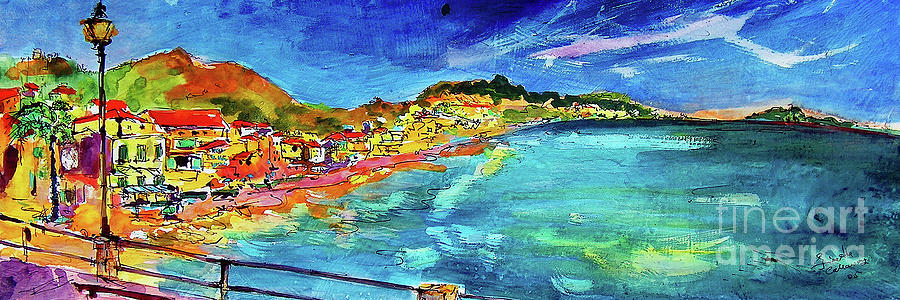 Italian Riviera Coastline Ocean View Painting by Ginette Callaway