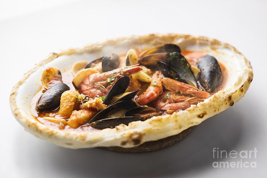 Italian Seafood Stew Baked In Bread Loaf Photograph by JM Travel Photography