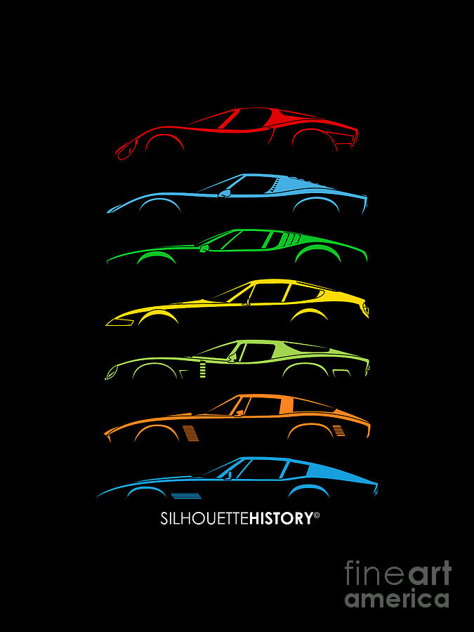 Italian Sports Cars 60s SilhouetteHistory Digital Art by Gabor Vida