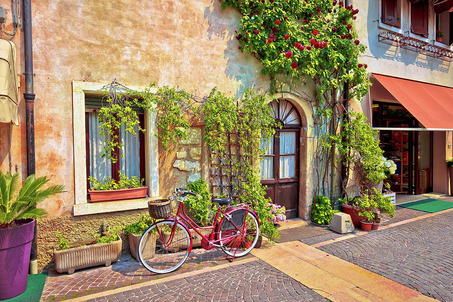 Italian street old architecture in Lazise Photograph by Brch Photography