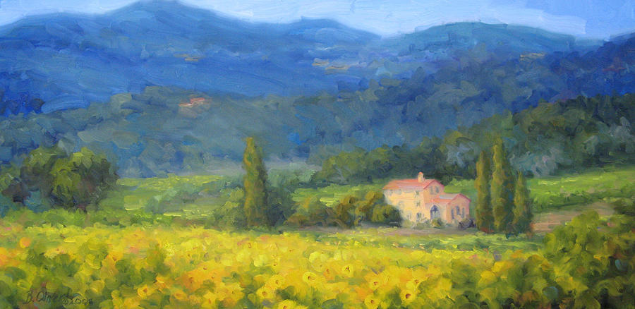 Mountain Painting - Italian Sunflowers by Bunny Oliver