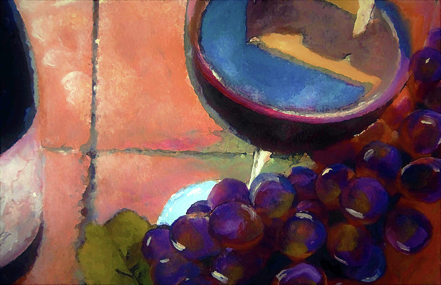 Italian Tile and Fine Wine Painting by Lisa Kaiser