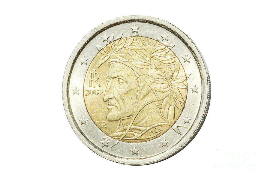 Italian two euro coin Photograph by Benny Marty