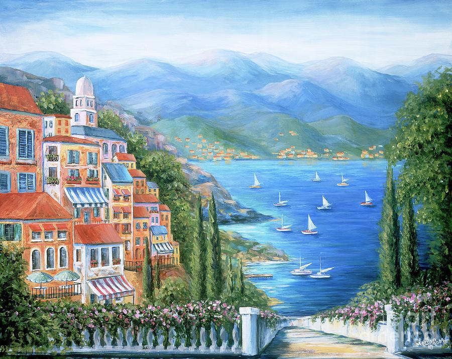 Italian Village By The Sea Painting by Marilyn Dunlap